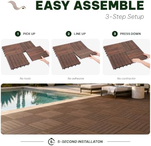 Acacia Interlocking Deck Tiles, 6 Slats - Image 3
