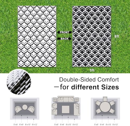 OLANLY Outdoor Rug 5x8 ft Waterproof Reversible Braided Mat - Image 2