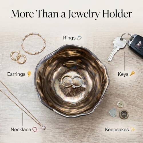 Jewelry Dish, Metallic Ceramic Ring Tray - Image 6