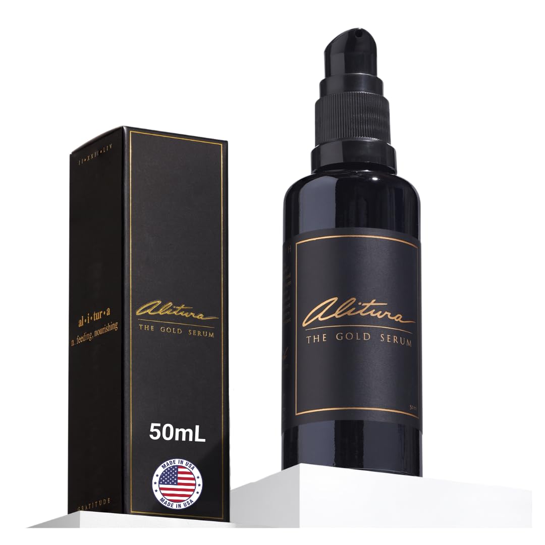 Alitura Anti-Aging Peptide & Collagen Gold Serum for Face – with Vitamin A, CoQ10 & Astaxanthin – Korean-Inspired Hydrating Serum for Wrinkles, Radiance & Firmness – 50ml