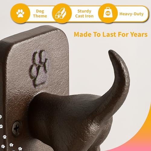 Tapeera 2 Pack Cast Iron Dog Leash Holder - Image 3