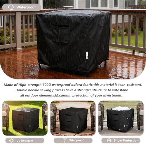 Patio Ottoman Cover, 32W x 32D x 18H inch, Waterproof Square Patio Small Side - Image 7