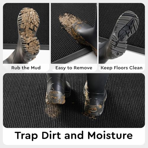 tchdio Front Door Mat Outside Entrance 17"x29" Doormat Mud Dirt Trapper - Image 4