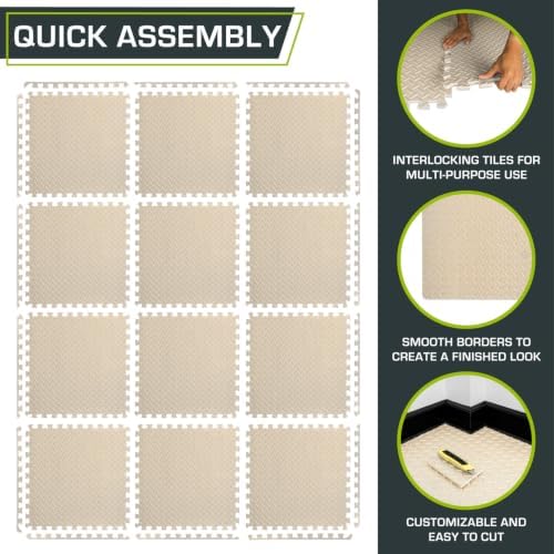 ProsourceFit Exercise Puzzle Mat 1/2-inch, EVA Interlocking Foam Floor Tiles - Image 6