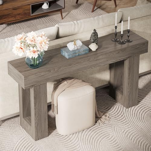 Tribesigns 63-Inch Long Console Table, Wooden Rectangular Sofa Table Behind The - Image 4