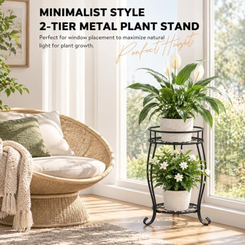 TOSKING 2-Tier & Single Metal Plant Stand Set, Indoor Outdoor - Image 5
