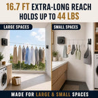 Retractable Clothesline Indoor & Outdoo, Non-Sagging Heavy-Duty Stainless Steel - Image 4