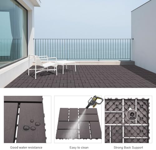 12 PCS Plastic Interlocking Patio Deck Tiles - Image 2