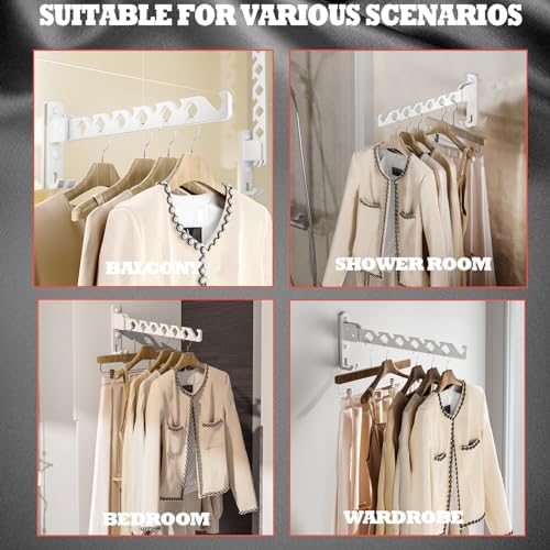 Dr.DJ Wall Mount Coat Hanger Holder White Clothes Drying Organizer Rack Garment - Image 4