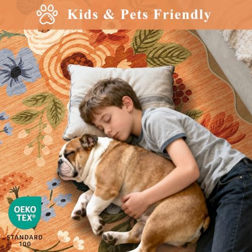 DUKINO 6x9 Area Rugs, Floral Washable Rug - Image 4