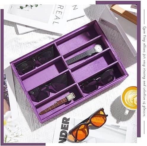 Amylove 2 Pack Sunglasses Organizer Tray Velvet Holder, 8 Grids - Image 5