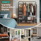Clothes Rack with Shelves, Double Rods Clothing Rack - Image 5
