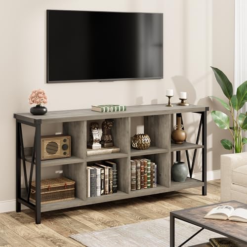 62 in Industrial 3-Tier Metal Horizontal Bookshelf - Image 4