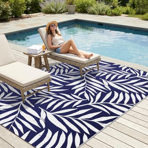 Smiry Outdoor Rug 5x8 ft Waterproof Reversible Leaf Mat - Image 3