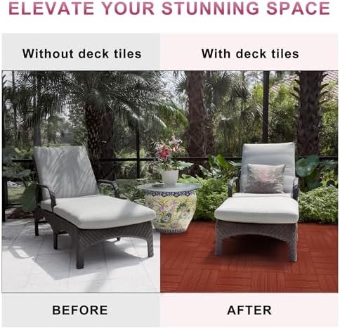 Plastic Interlocking Deck Tiles 12 Pack, 12in Waterproof Patio Flooring - Image 5