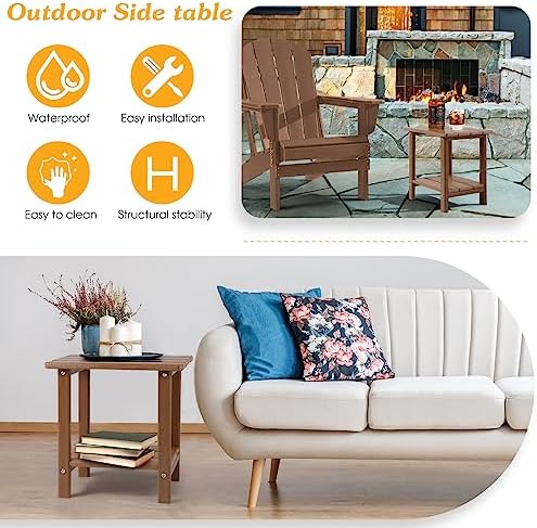 Apolimi Adirondack Outdoor Side Table, 2-Tier Sturdy Patio End Table Weather - Image 5
