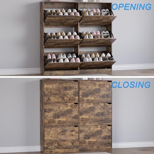 BORNOON Shoe Cabinet with 6 Flip Drawers, Slim Narrow Shoe Storage Cabinet - Image 5