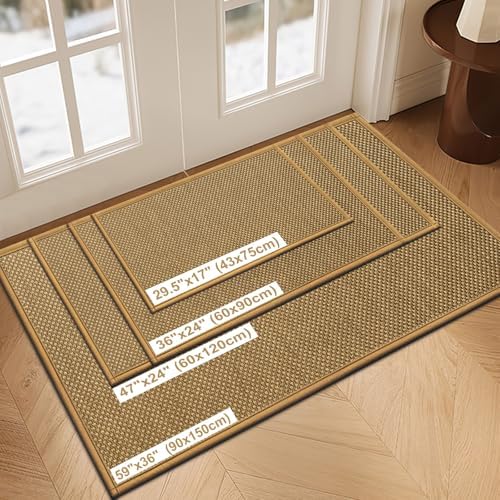 LEKEEPGO Door Mat 24"x36", Non Slip Washable Indoor Door Mat, Light Brown - Image 2
