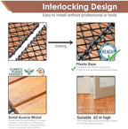 PrimeZone 216 PCS Solid Acacia Wood Interlocking Patio Deck Tiles Outdoor - Image 4