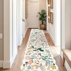 Washable 3x12 Hallway Runner Rug: Soft Floral Scalloped Runners - Image 2