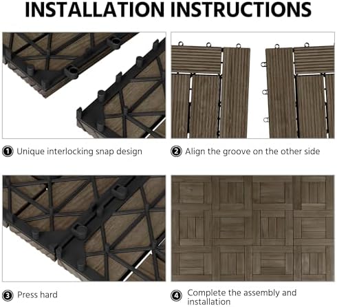Yaheetech 27PCS Patio Floor Tiles Outdoor Interlocking Deck 12 x 12in - Image 2