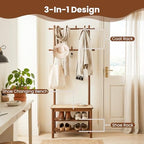 GIANTEX 3-in-1 Hall Tree with Bench and Shoe Storage, 11 Hanging Rods - Image 4