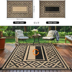 Kalafun Outdoor Patio Plastic Straw Rug, 6x9 ft, Stripe Black Brown - Image 4