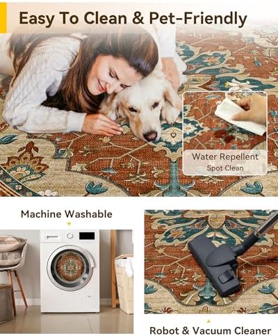 RELEANY Washable Area Rug, Round 8ft - Image 5