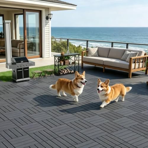 44 Pack Interlocking Deck Tiles, Easy Snap All-Weather Outdoor Deck Tiles - Image 6