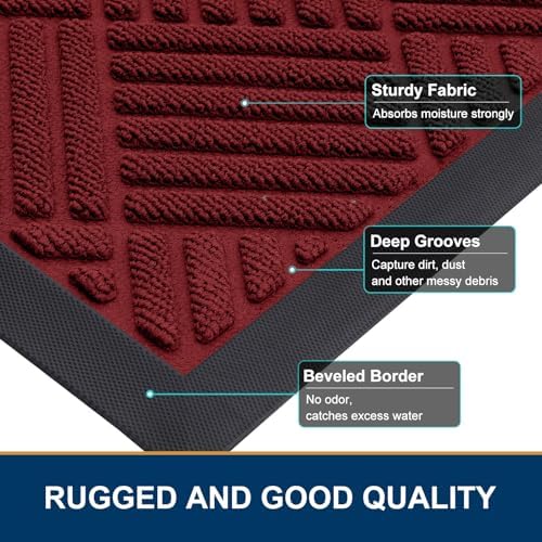 Smiry Front Door Mat Outside Entrance, Natural Rubber Doormat, 29.5x17 Inch - Image 4