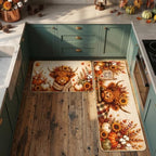 Fall Kitchen Mat Set of 2, Autumn Pumpkin Highland Cow Kitchen Rug - Image 6