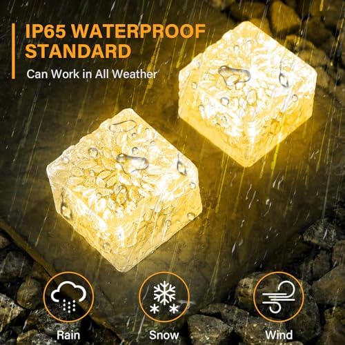 JKIMK Solar Brick Lights Outdoor Solar Lights Outdoor Waterproof Patio - Image 4
