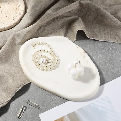 Koville Luxurious White Marble Vanity Tray, Cloud Shape Serving Stone Key Tray - Image 5