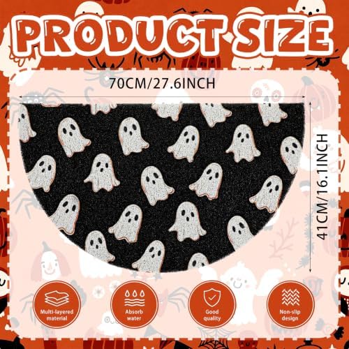 Tinideya Halloween Ghost Doormat Black Semicircle Welcome Mat 27.56'' - Image 2
