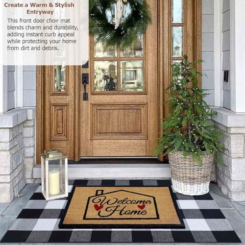 Gardenised Heavy Duty Coco Coir Doormat Non Slip PVC Baking Embossed Welcome - Image 2