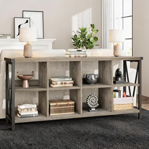 62 in Industrial 3-Tier Metal Horizontal Bookshelf by SLEKVERSA