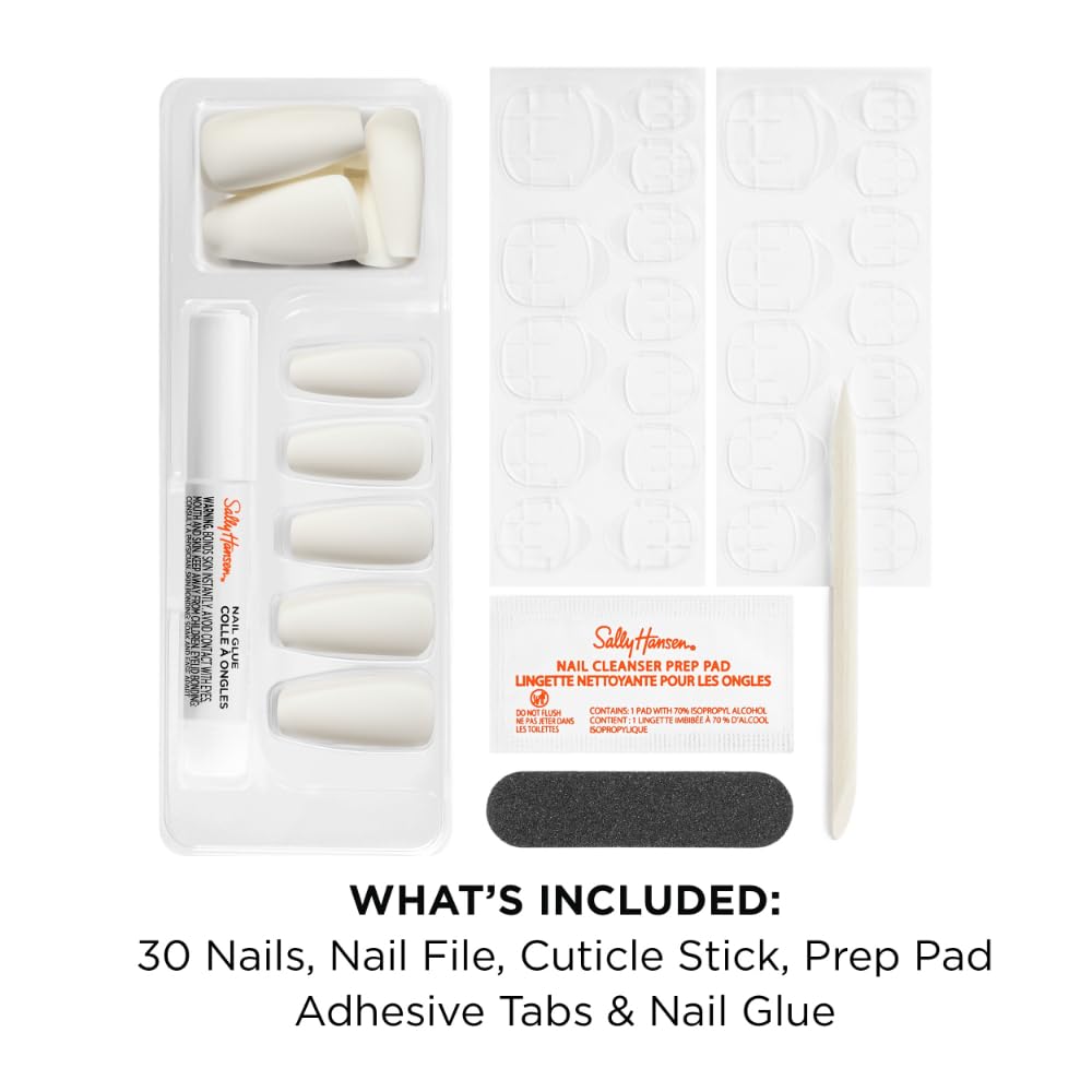 Sally Hansen Instant Cuticle Remover and Salon Effects Perfect Press-On Nails in 30 Designs with Nail Glue