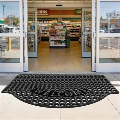 31”x 47” Black Non Slip Waterproof Welcome Rubber Door Mat by Unknown
