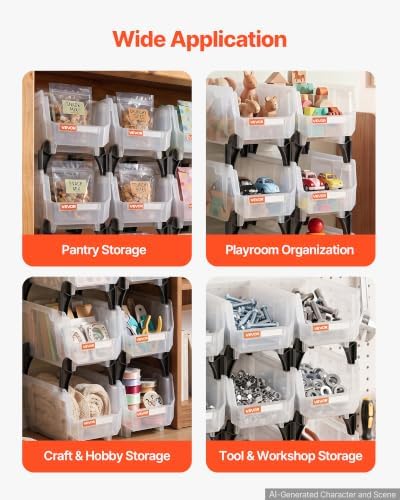 VEVOR Plastic Stackable Storage Bins, 10.9 x 5.5 x 5.1 inch, Plastic Containers - Image 3