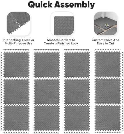 24 Pack 96 sqft Home Gym Mat, Puzzle Exercise Mat, EVA Interlocking Foam Floor - Image 5