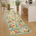 DUKINO 2.6x8 Runner Rug, Floral Washable Kitchen Rugs Non Slip by DUKINO