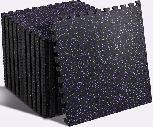 SUPERJARE 0.56'' Thick 96 Sq Ft Rubber Top Gym Flooring by SUPERJARE