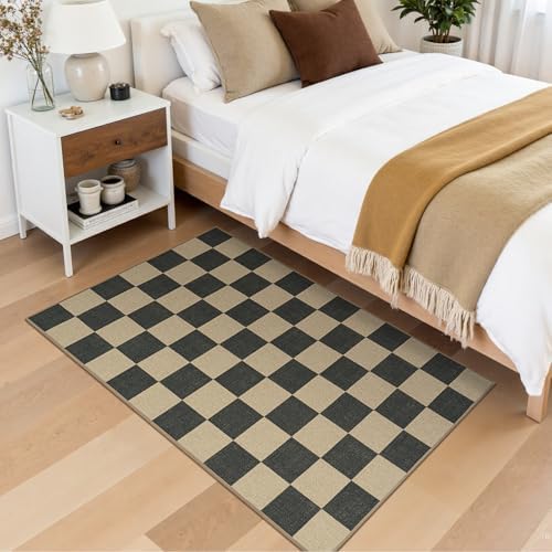 Lessymo Checkered Entryway Rug, 3x5 Washable Area Rugs - Image 3
