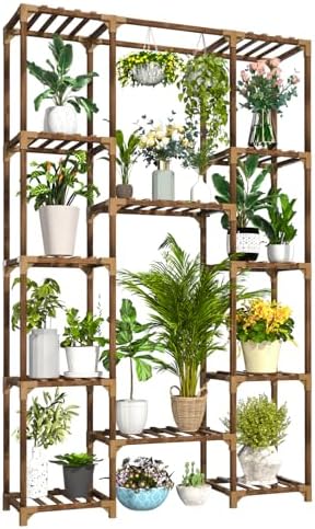 Uneedem Plant Stand Indoor Outdoor, 12 Tiered Plant Shelf Wood Plant Rack by Uneedem
