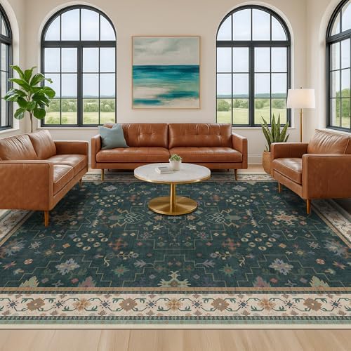 Hazo Haus Dark Green Oushak Living Room Rug 10x12 - Image 3