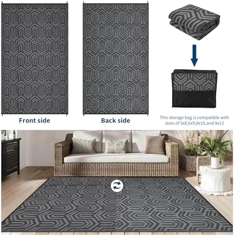 9x12 Outdoor Rug Waterproof Foldable Plastic Straw Carpet - Image 5