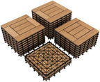 Topeakmart 27PCS Interlocking Deck Tiles 12x12 Patio Flooring, Natural Wood by Topeakmart