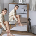 BORNOON Shoe Cabinet with 3-Flip Mirror Drawers, Freestanding Shoe Rack - Image 3