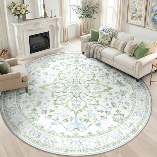 RELEANY Washable Area Rug, Round 8ft by RELEANY