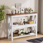 3-Tier Wood Entryway Table: 41" Narrow Console Shelf by Vilaxing